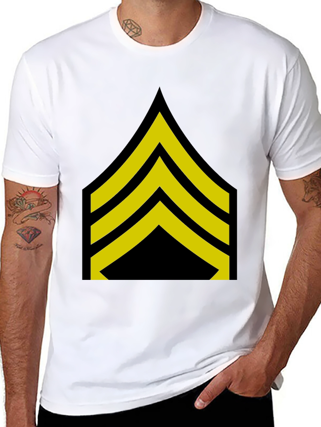 Sergeant Stripes T-Shirt - Bold Military Style Tee
