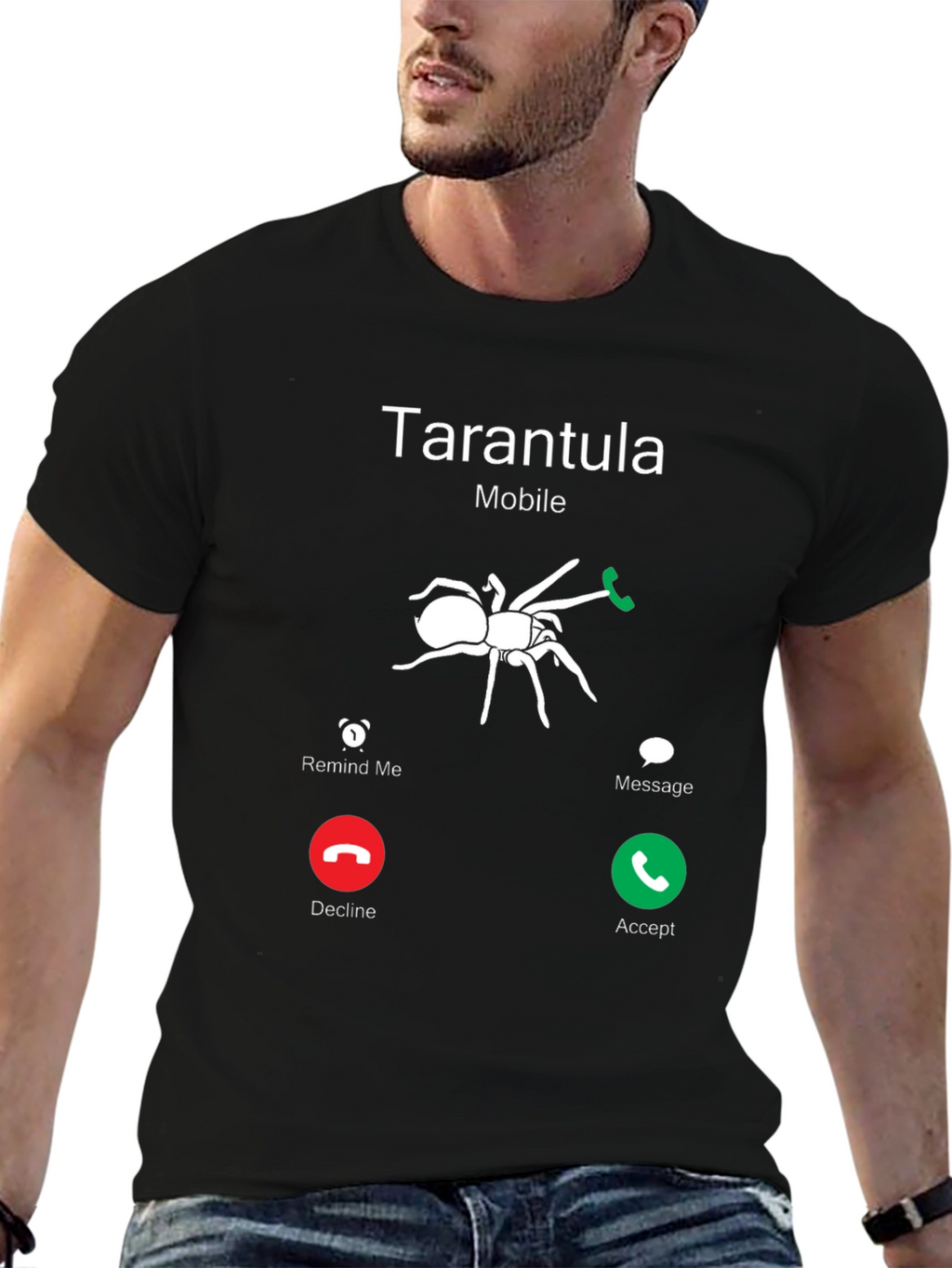 Tarantula Incoming Call Funny Graphic T-Shirt