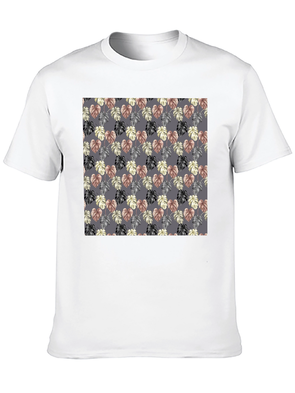 Monstera Leaf Pattern Black T-Shirt