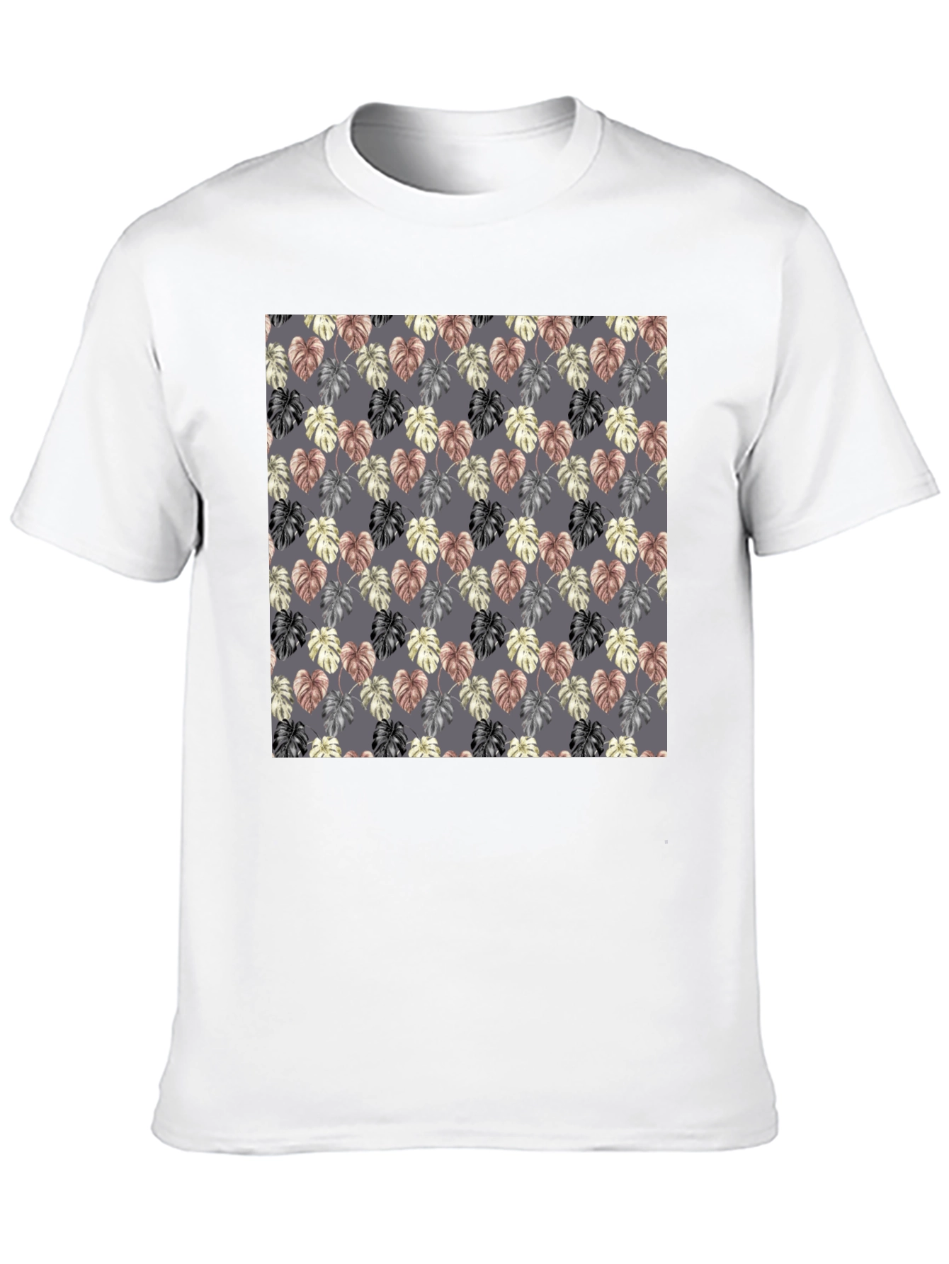 Monstera Leaf Pattern Black T-Shirt