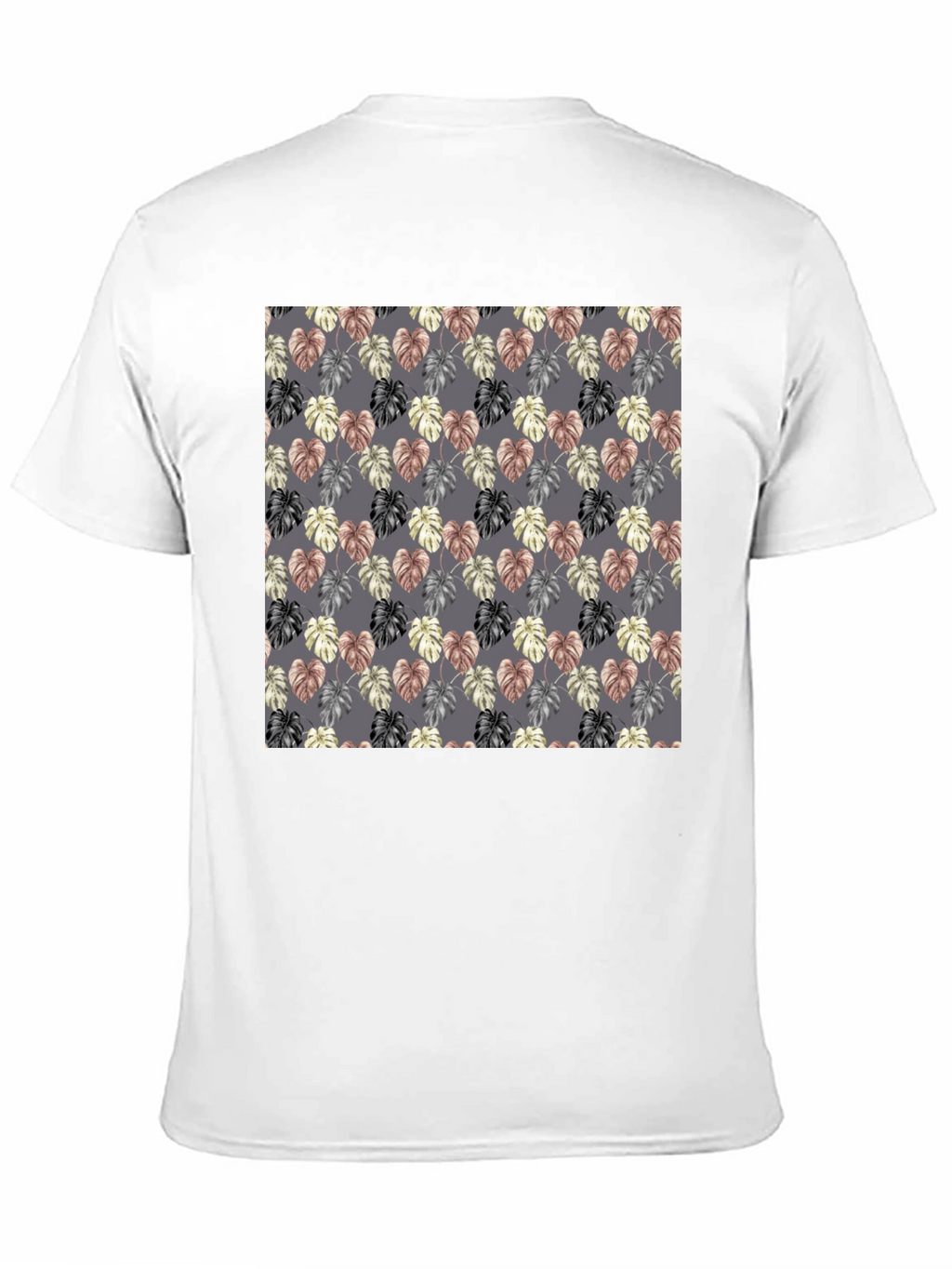 Monstera Leaf Pattern Black T-Shirt