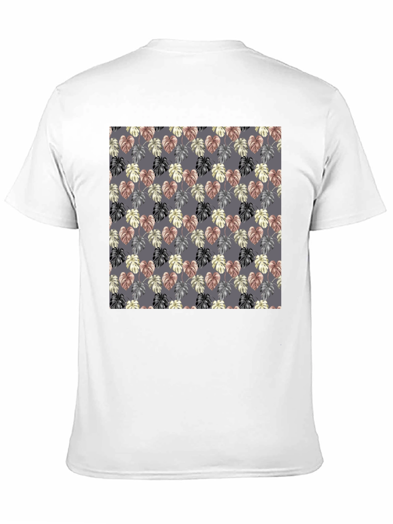 Monstera Leaf Pattern Black T-Shirt