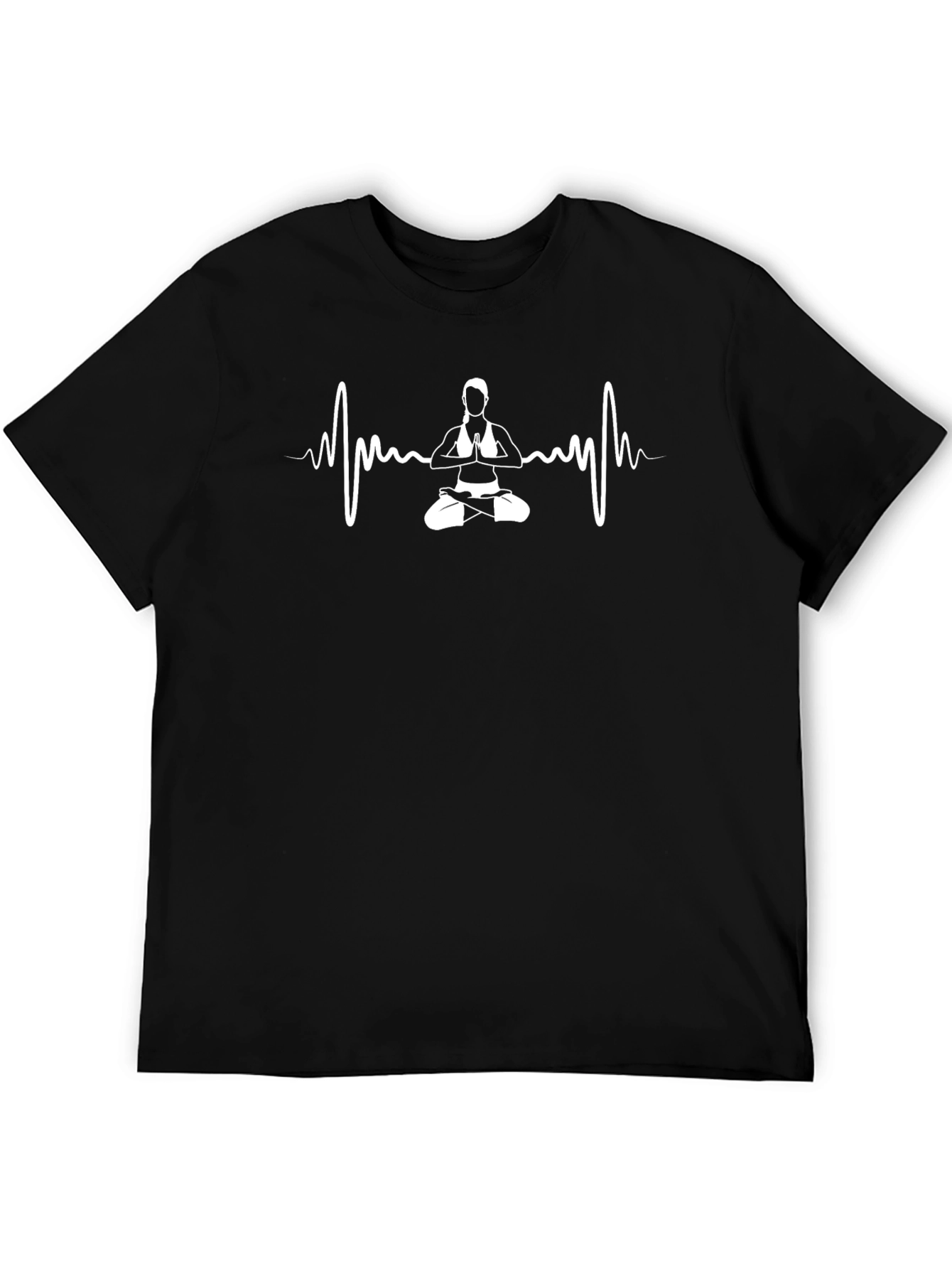 Yoga Heartbeat Graphic T-Shirt - Black