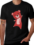 Cute Bear Graphic Tee - Soft Black T-Shirt