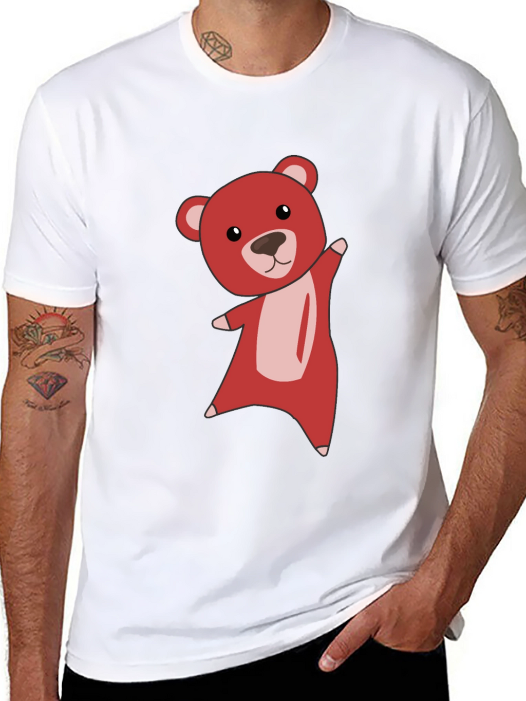 Cute Bear Graphic Tee - Soft Black T-Shirt