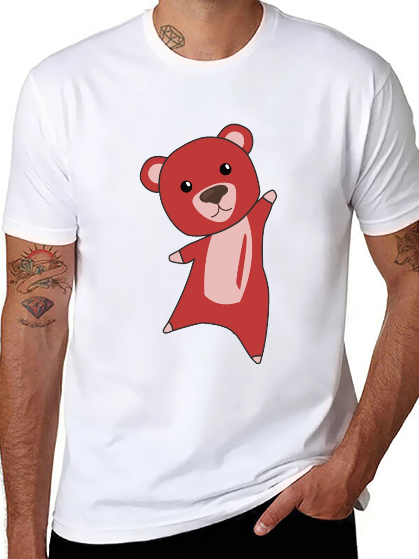 Cute Bear Graphic Tee - Soft Black T-Shirt