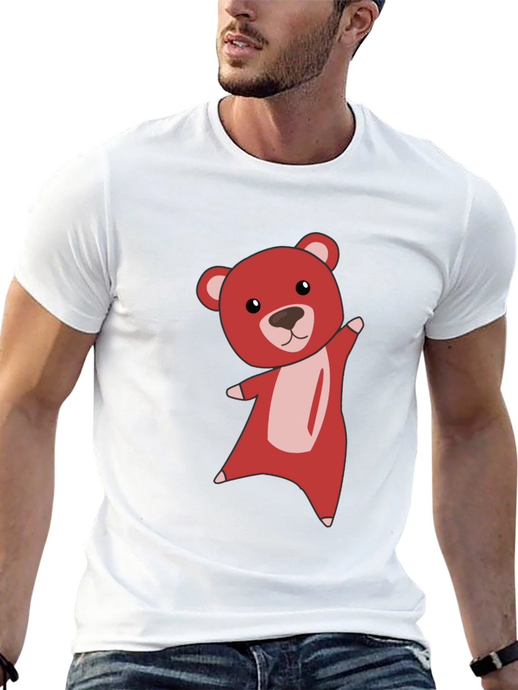 Cute Bear Graphic Tee - Soft Black T-Shirt