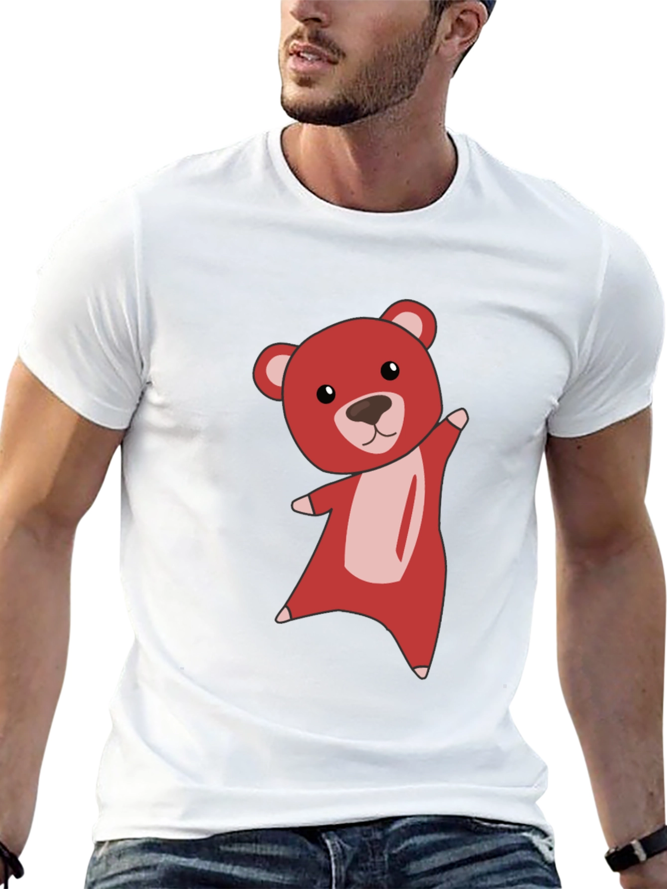 Cute Bear Graphic Tee - Soft Black T-Shirt