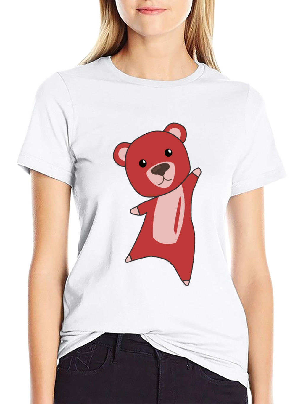 Cute Bear Graphic Tee - Soft Black T-Shirt