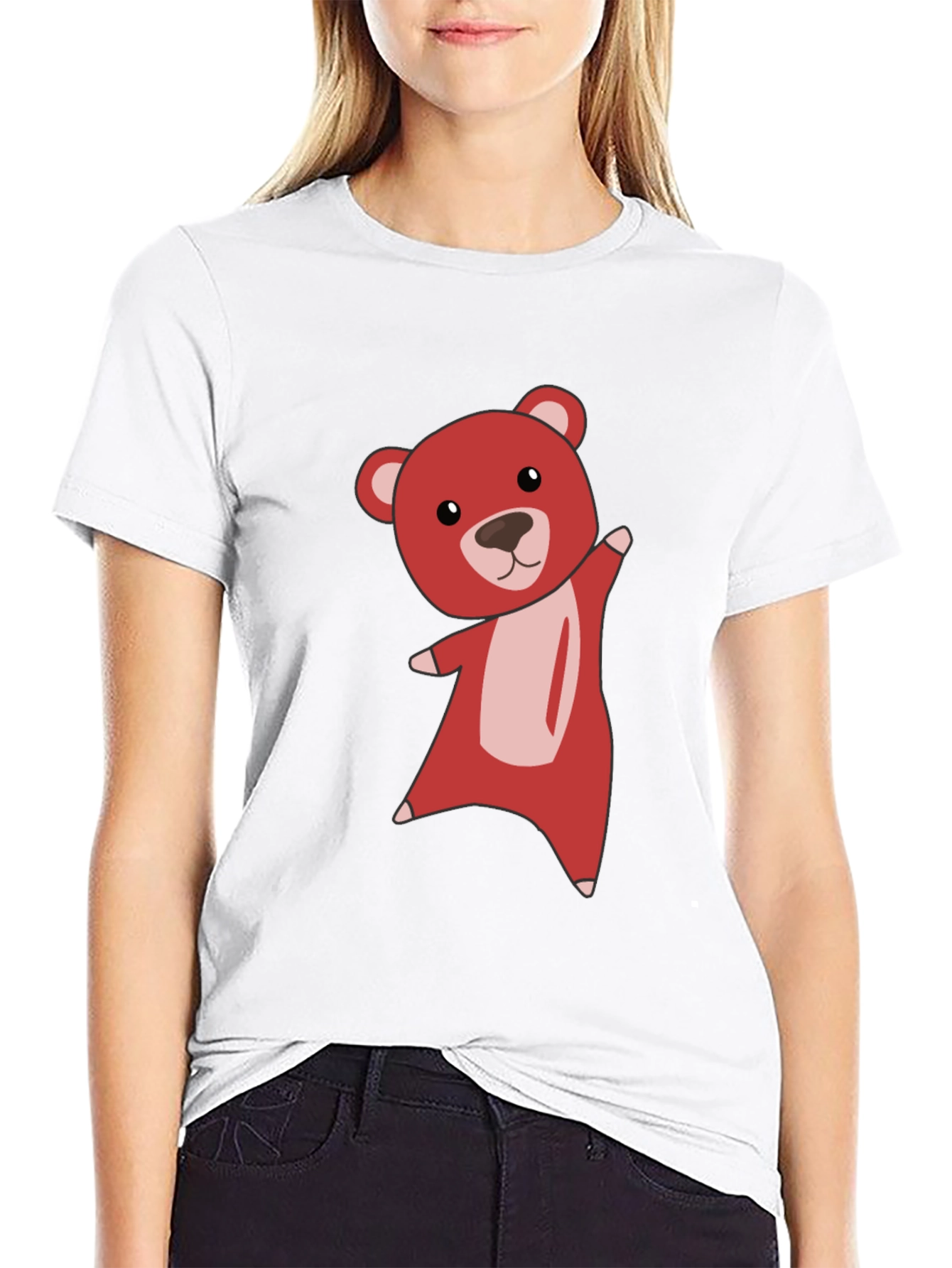 Cute Bear Graphic Tee - Soft Black T-Shirt