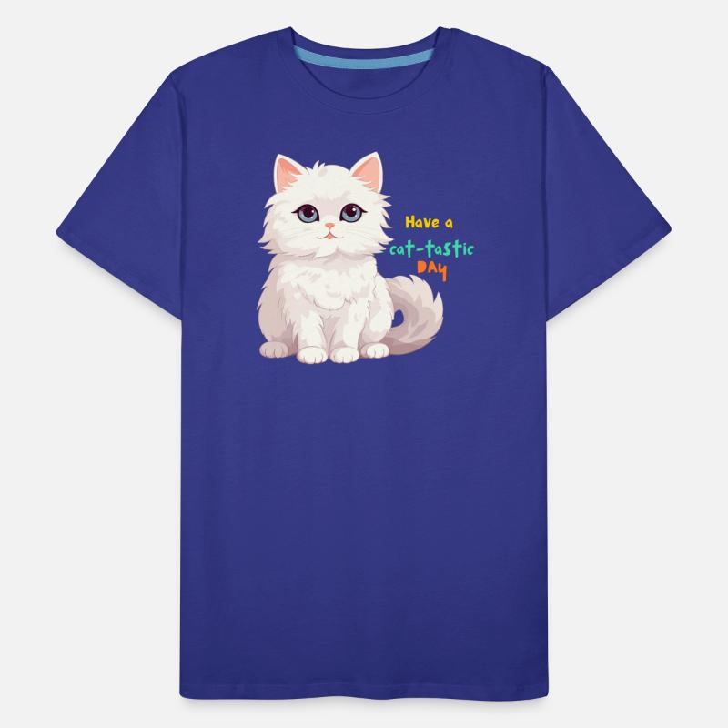 Whimsical White Cat with Playful Text