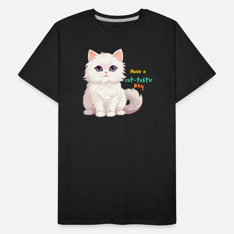 Whimsical White Cat with Playful Text