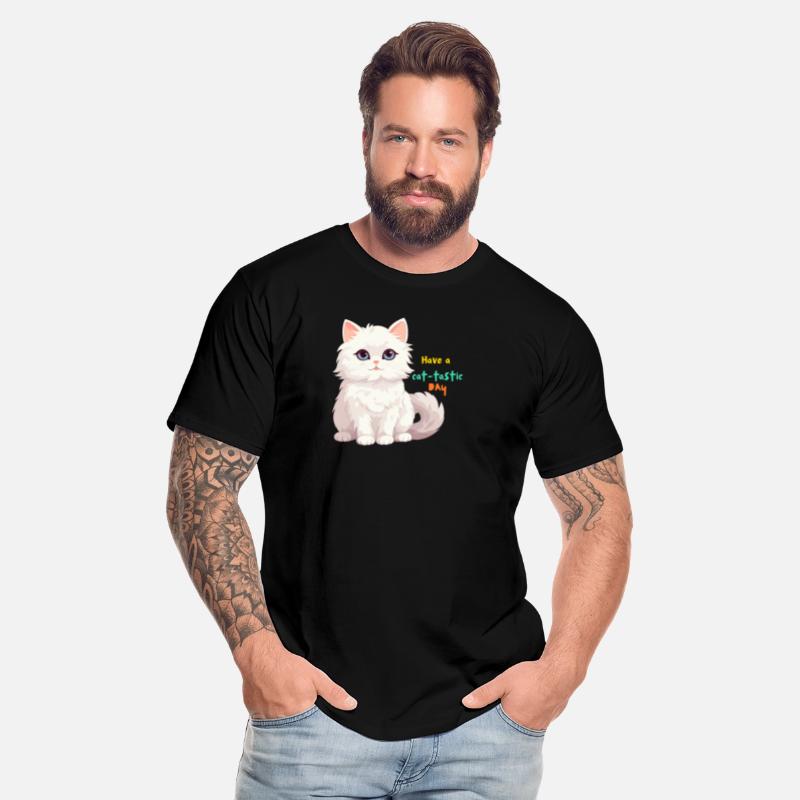 Whimsical White Cat with Playful Text