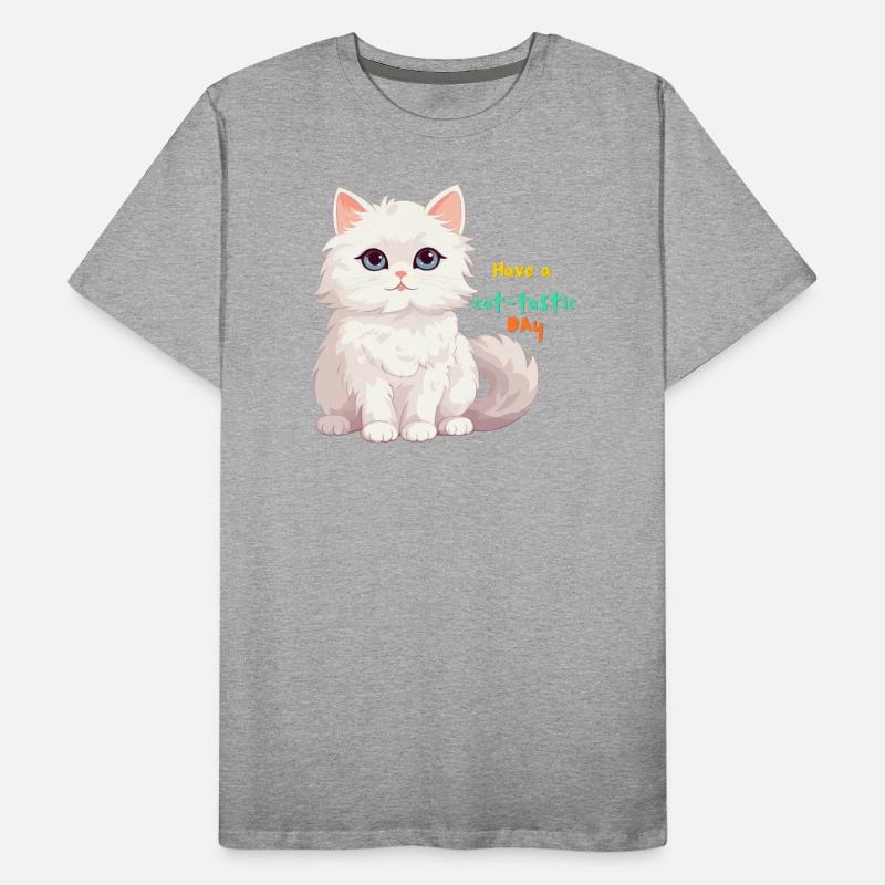 Whimsical White Cat with Playful Text