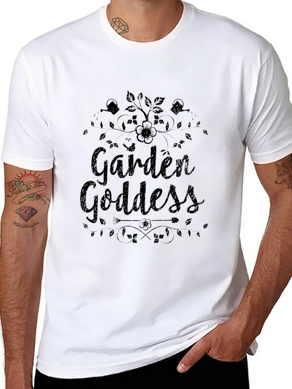 Garden Goddess Black Graphic T-Shirt