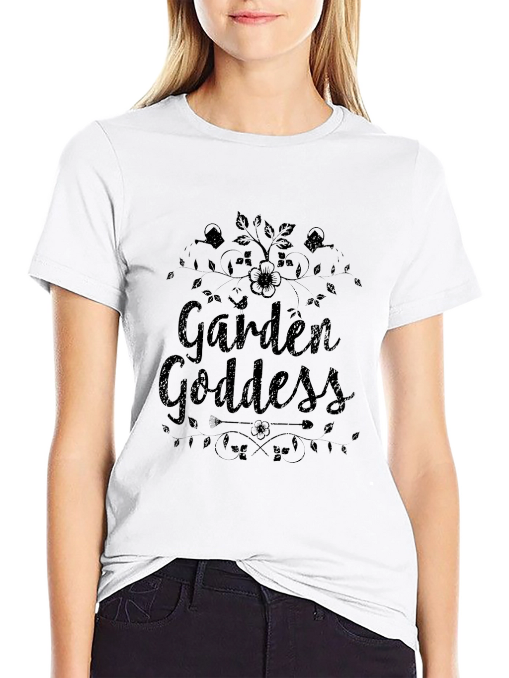 Garden Goddess Black Graphic T-Shirt