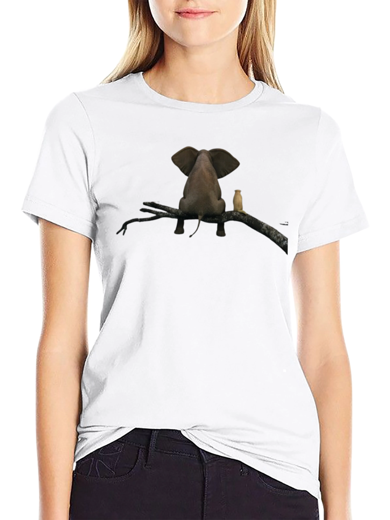 Elephant & Meercat Branch Black T-Shirt