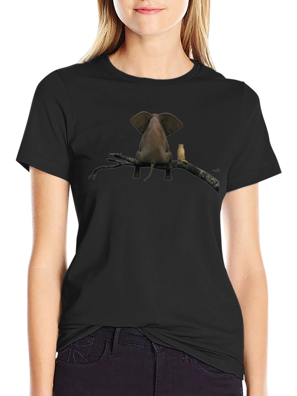 Elephant & Meercat Branch Black T-Shirt