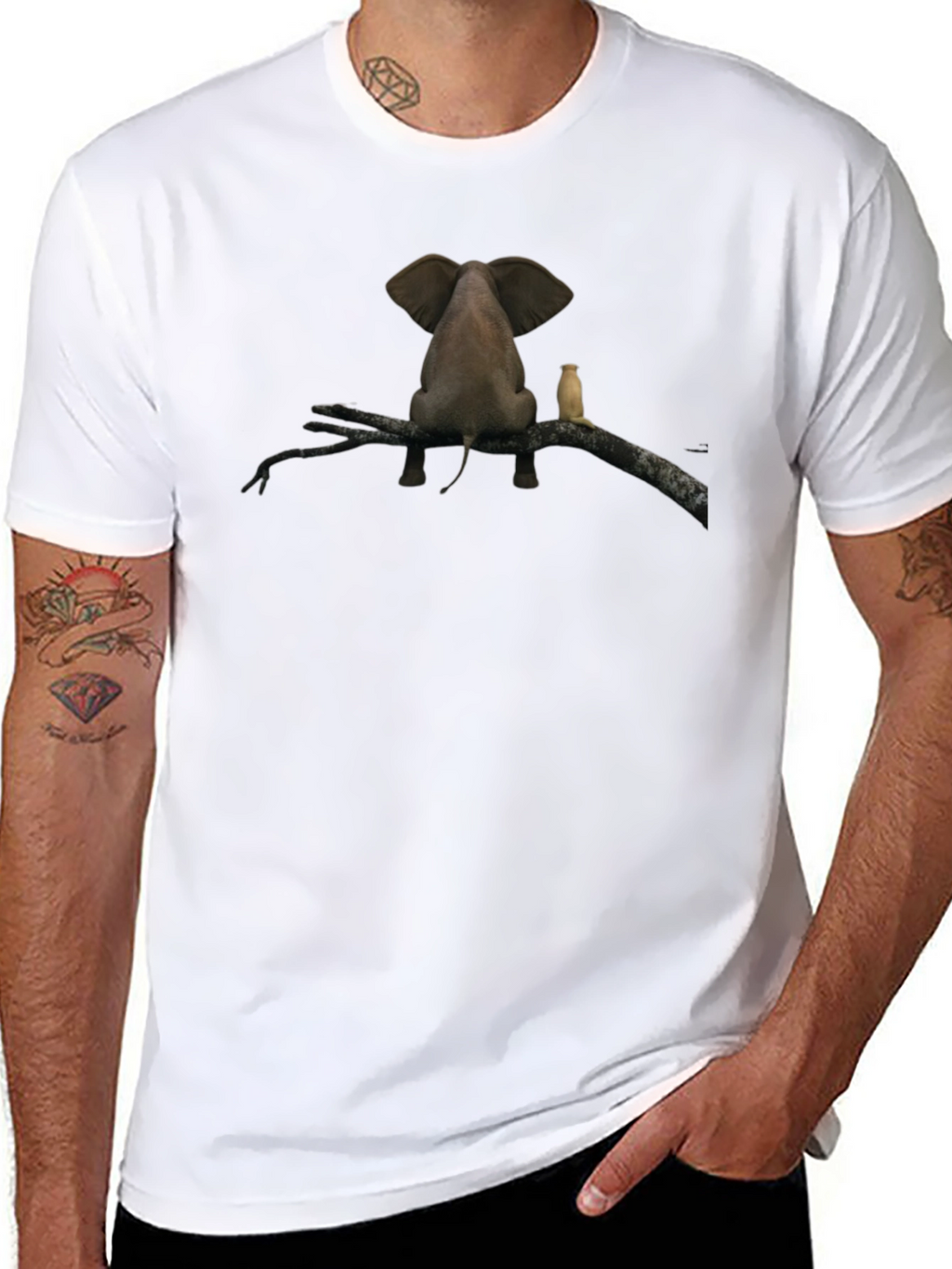 Elephant & Meercat Branch Black T-Shirt