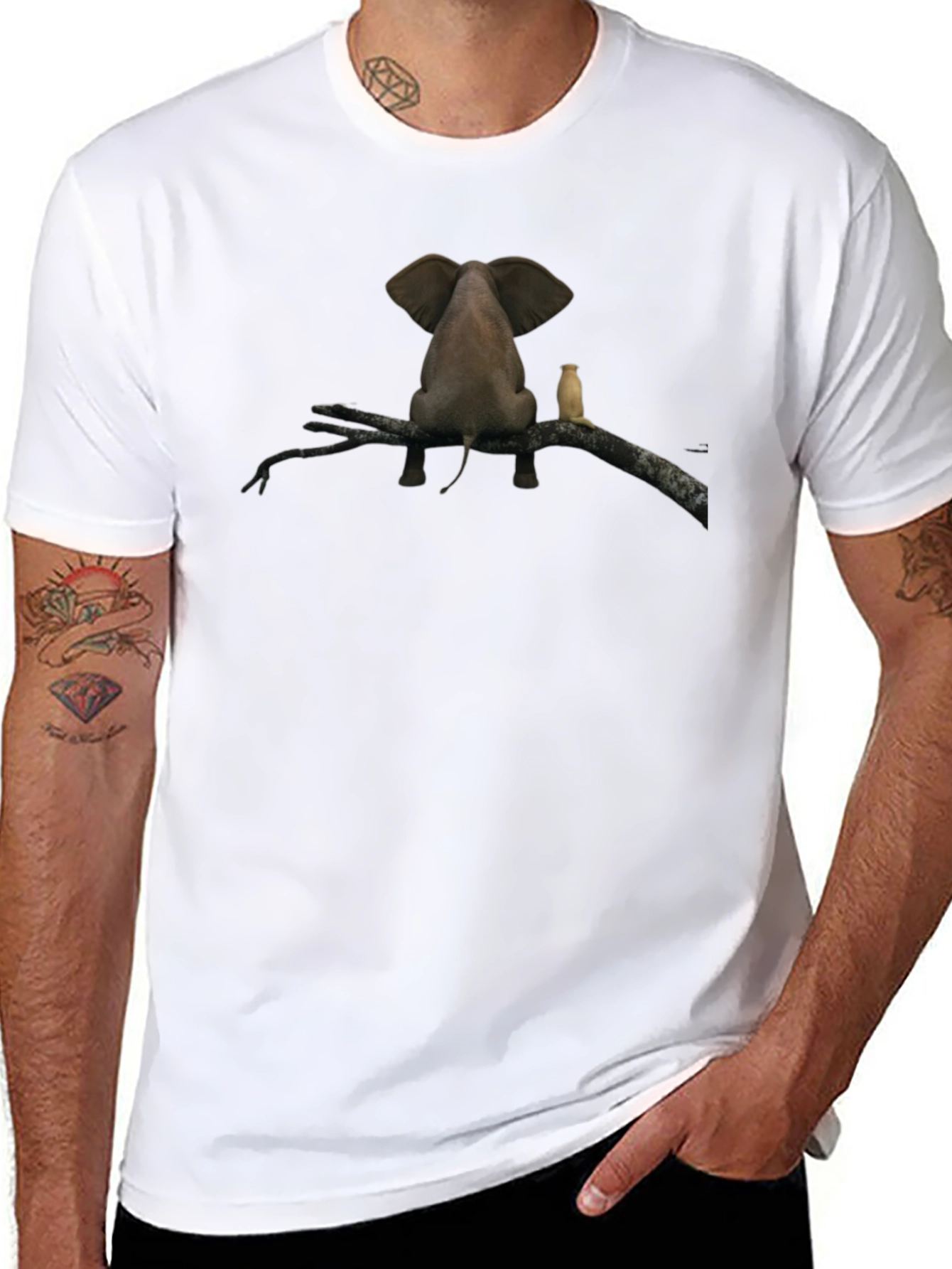Elephant & Meercat Branch Black T-Shirt