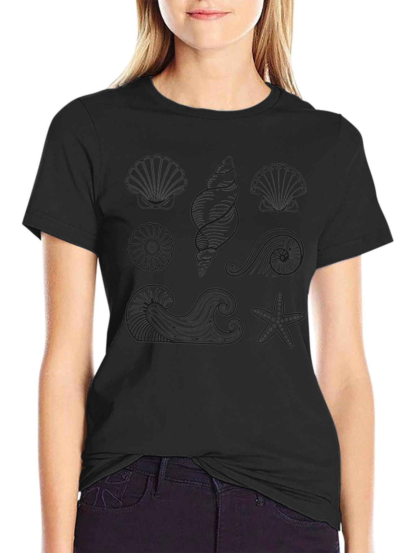 Ocean Life Graphic Black Tee