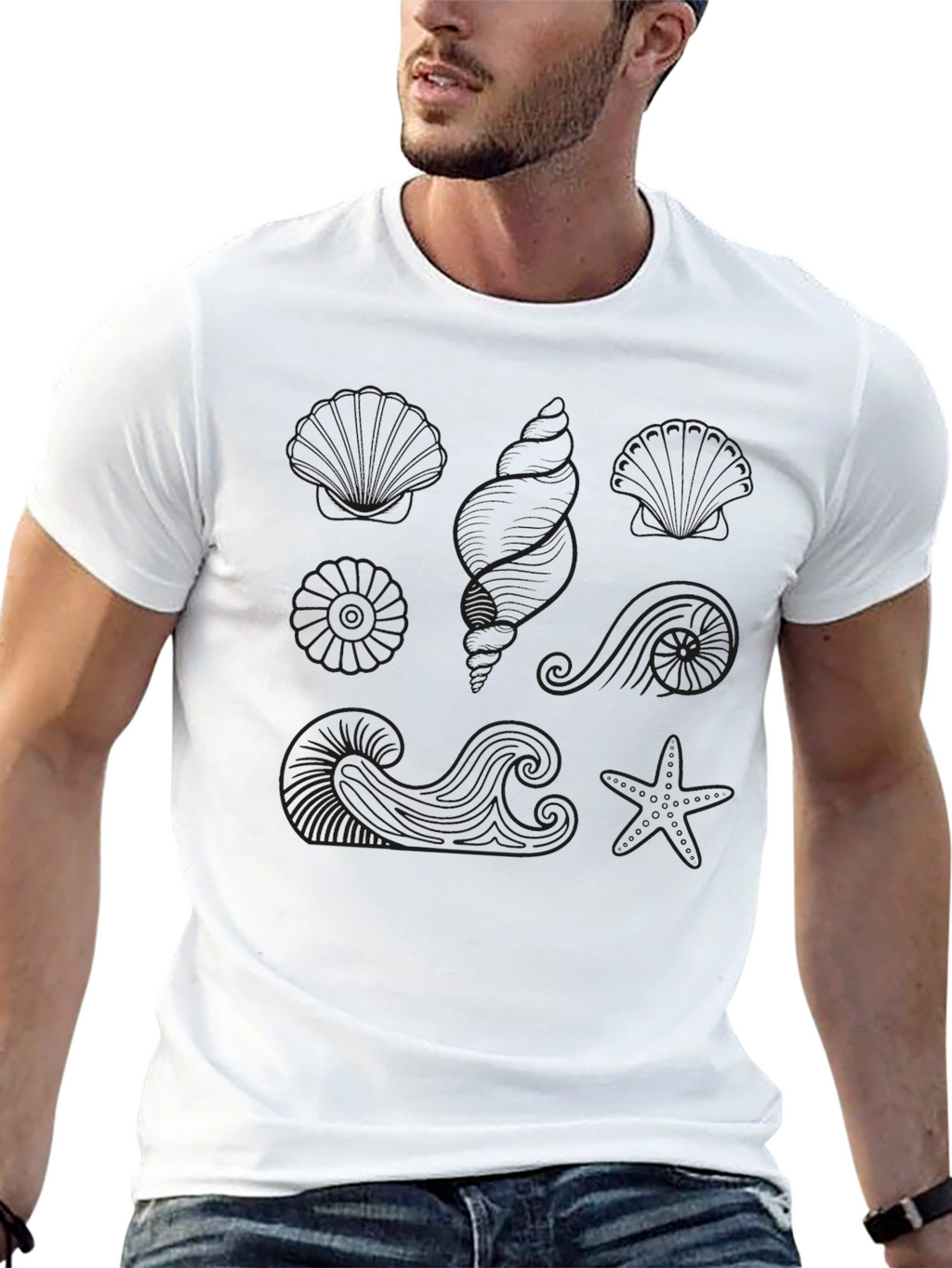 Ocean Life Graphic Black Tee