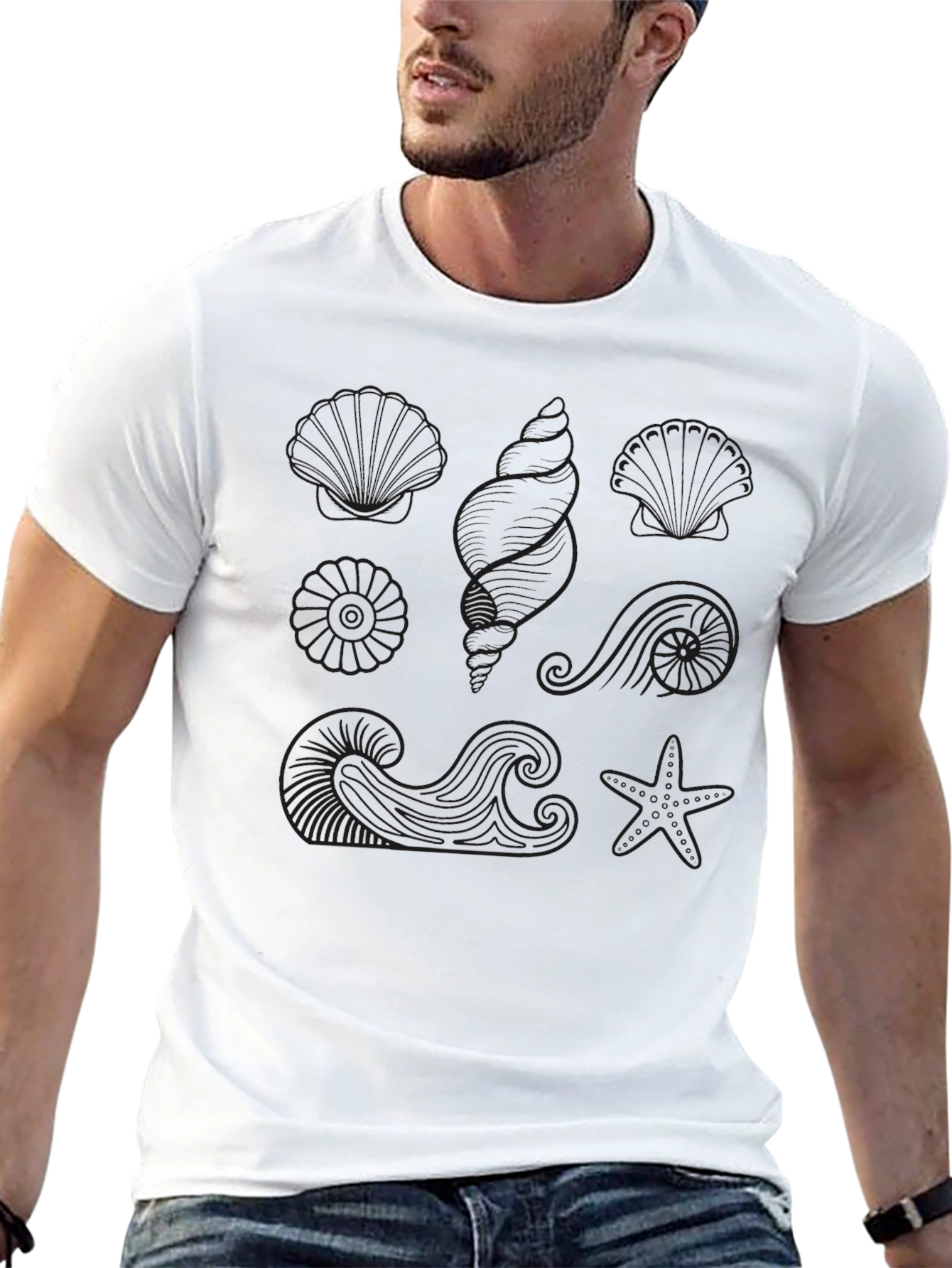 Ocean Life Graphic Black Tee