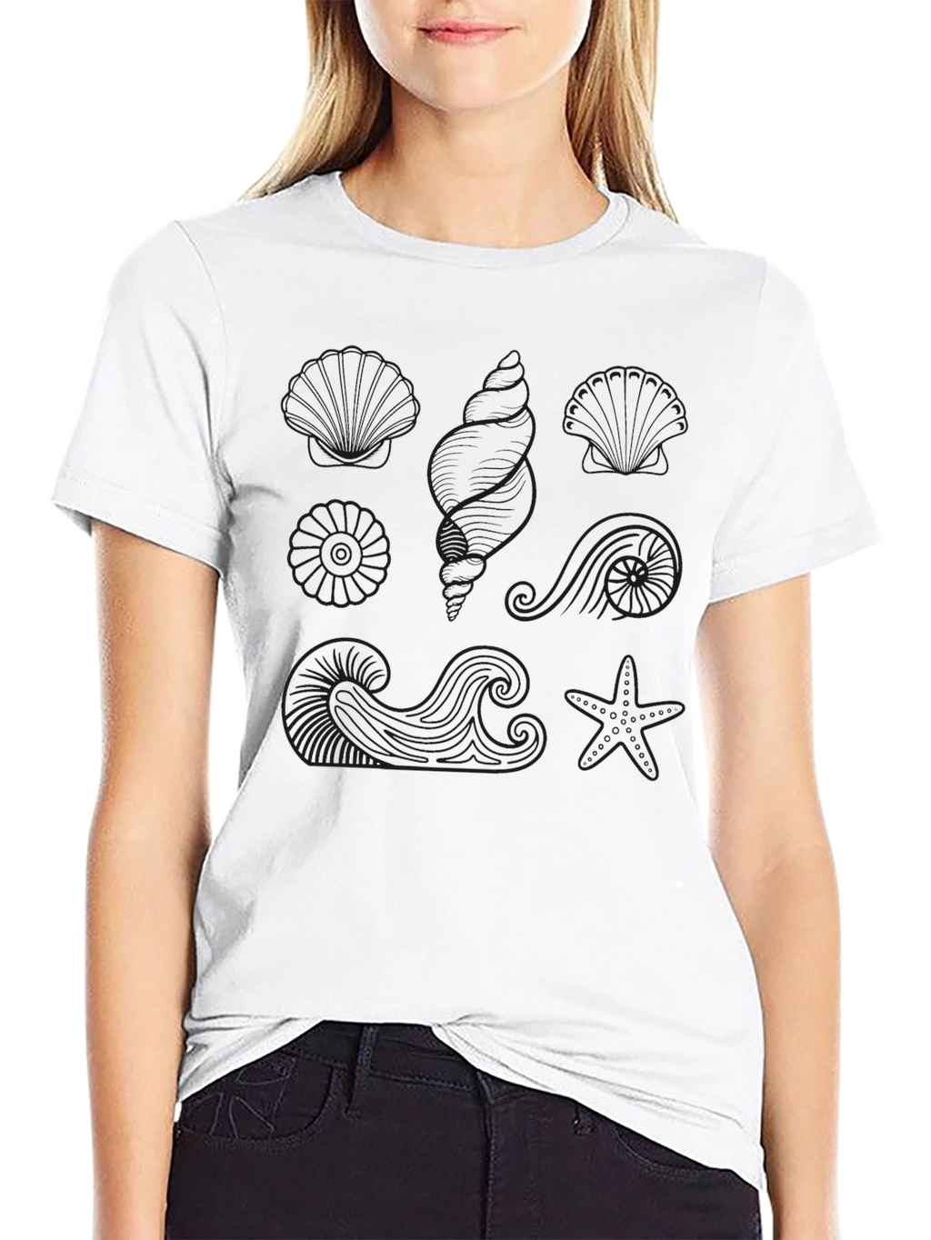 Ocean Life Graphic Black Tee