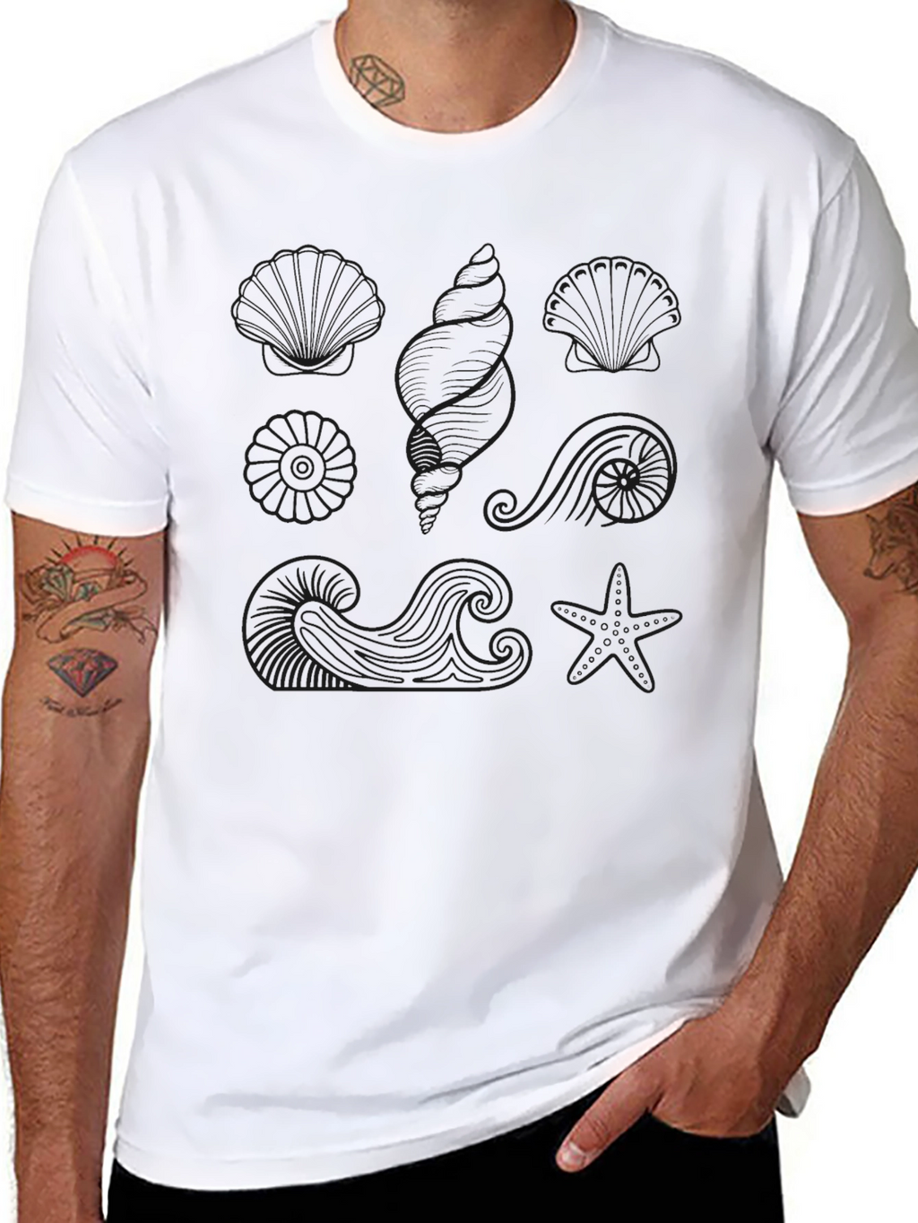 Ocean Life Graphic Black Tee