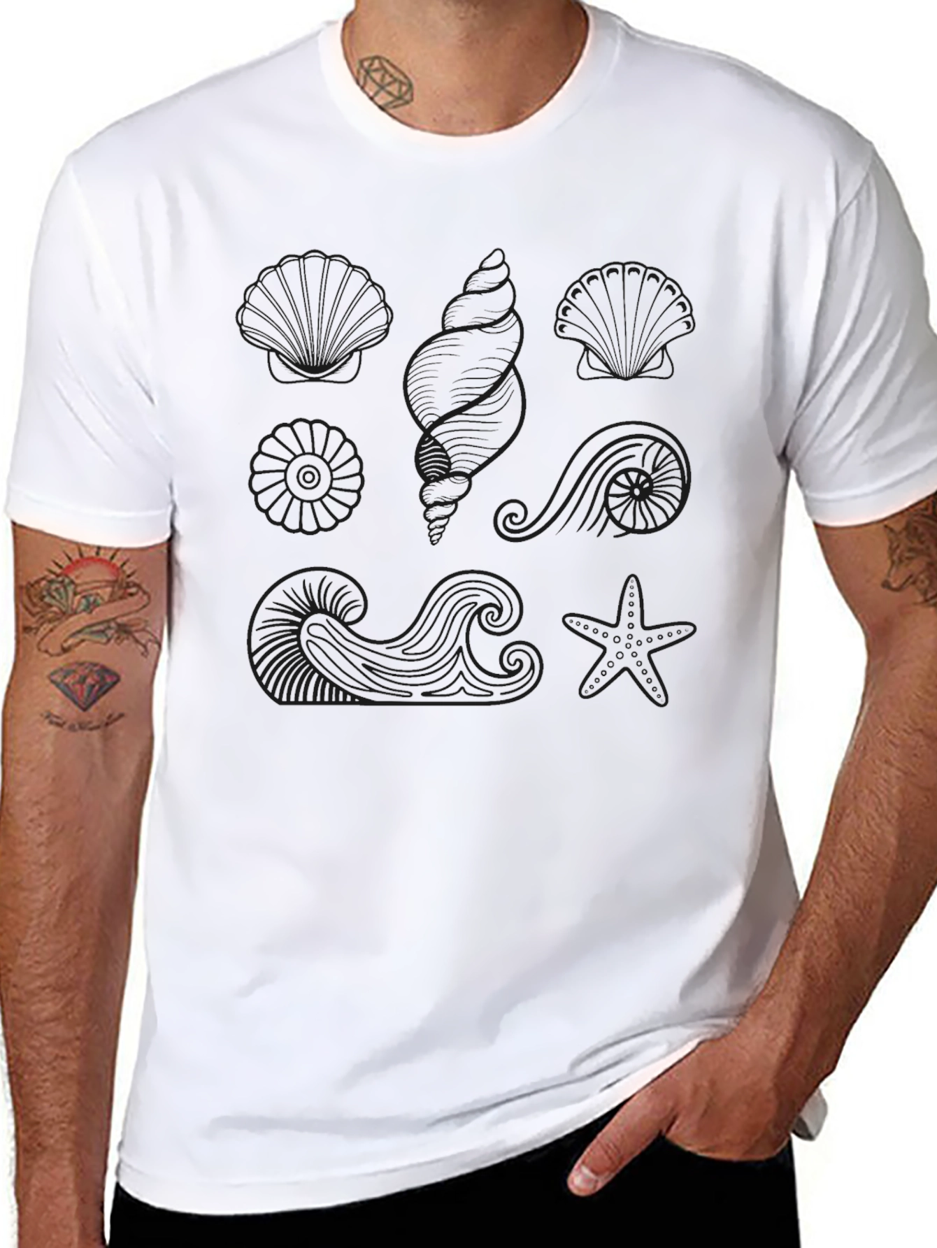 Ocean Life Graphic Black Tee