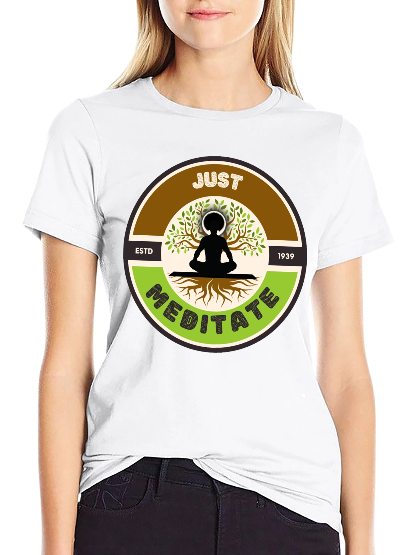 Just Meditate Black Graphic Tee