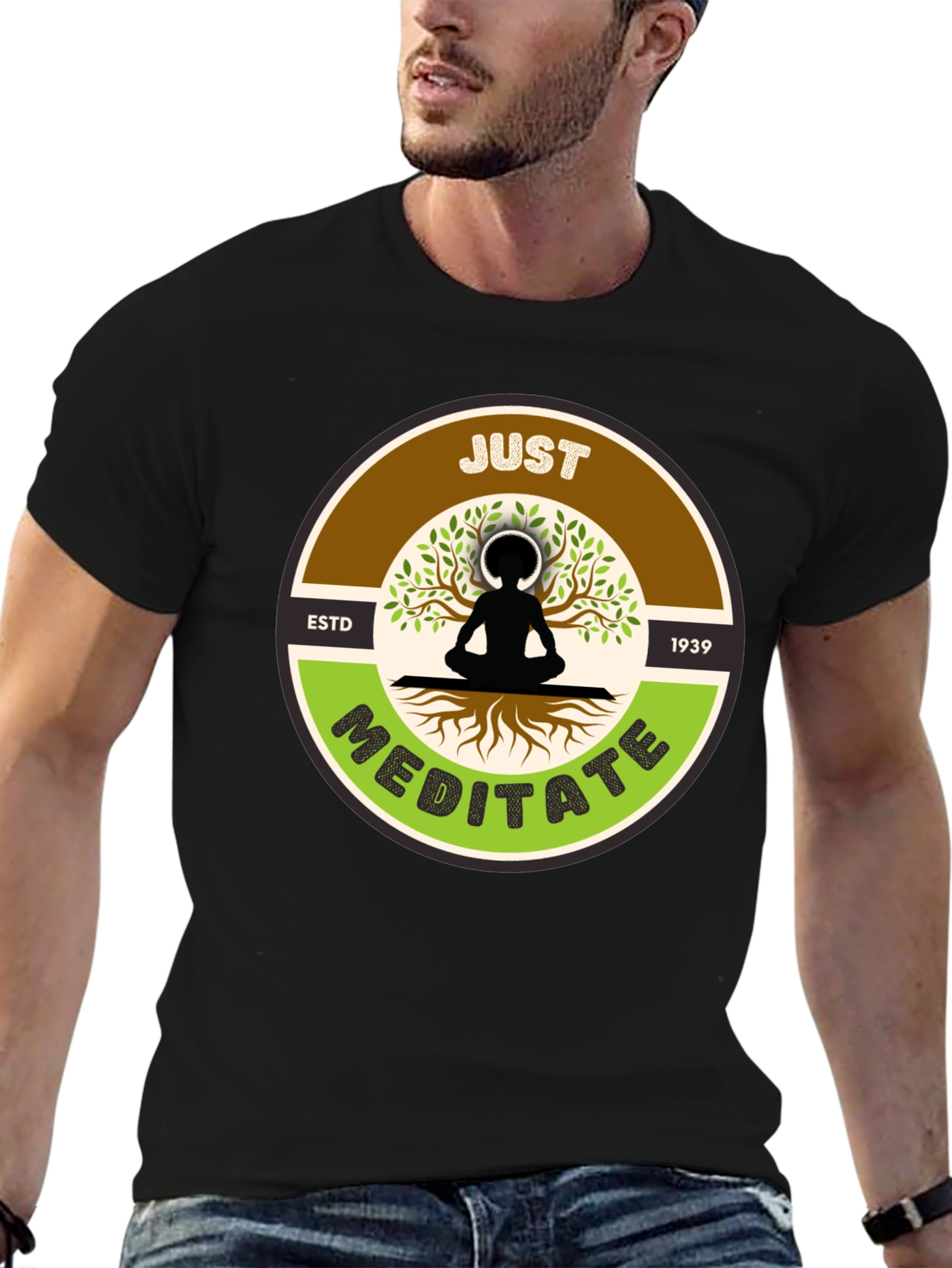 Just Meditate Black Graphic Tee