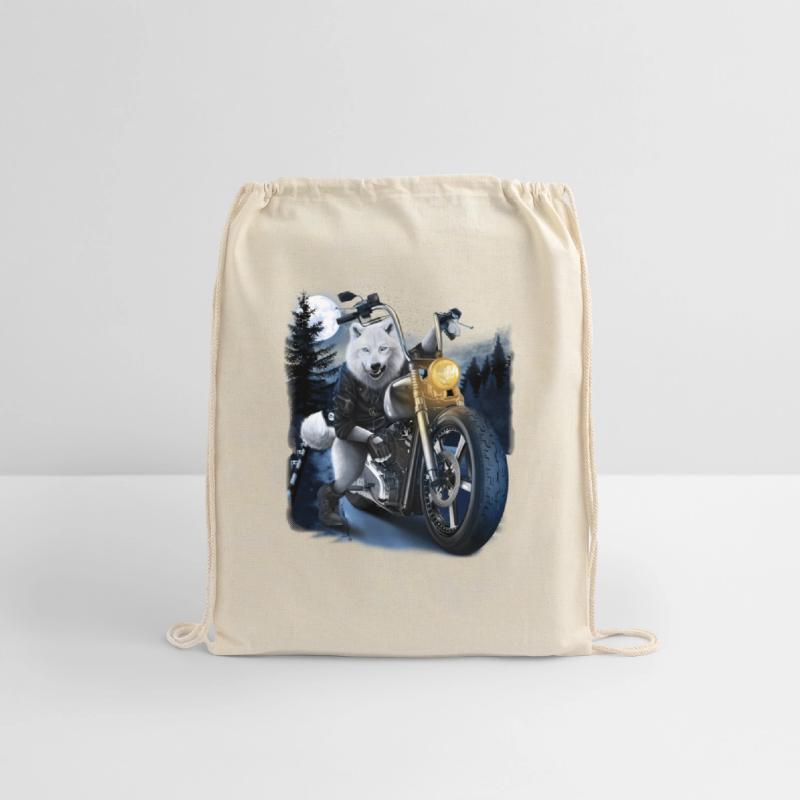 Wolf Riding Chopper Motorcycle In Full Moon