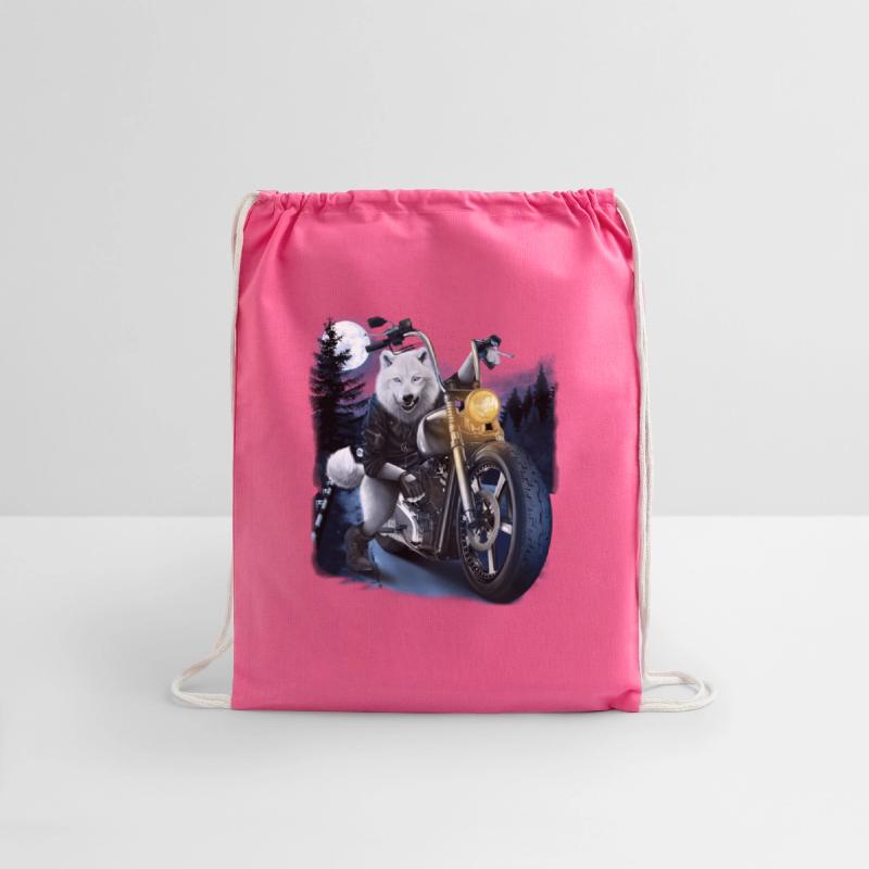 Wolf Riding Chopper Motorcycle In Full Moon