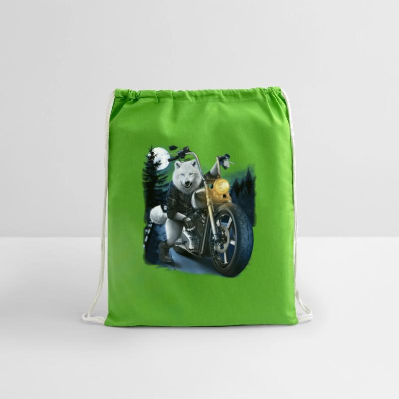 Wolf Riding Chopper Motorcycle In Full Moon