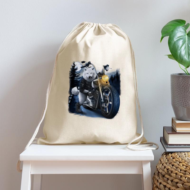 Wolf Riding Chopper Motorcycle In Full Moon