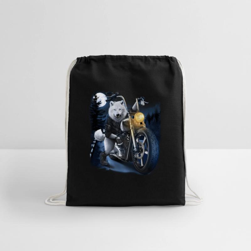 Wolf Riding Chopper Motorcycle In Full Moon