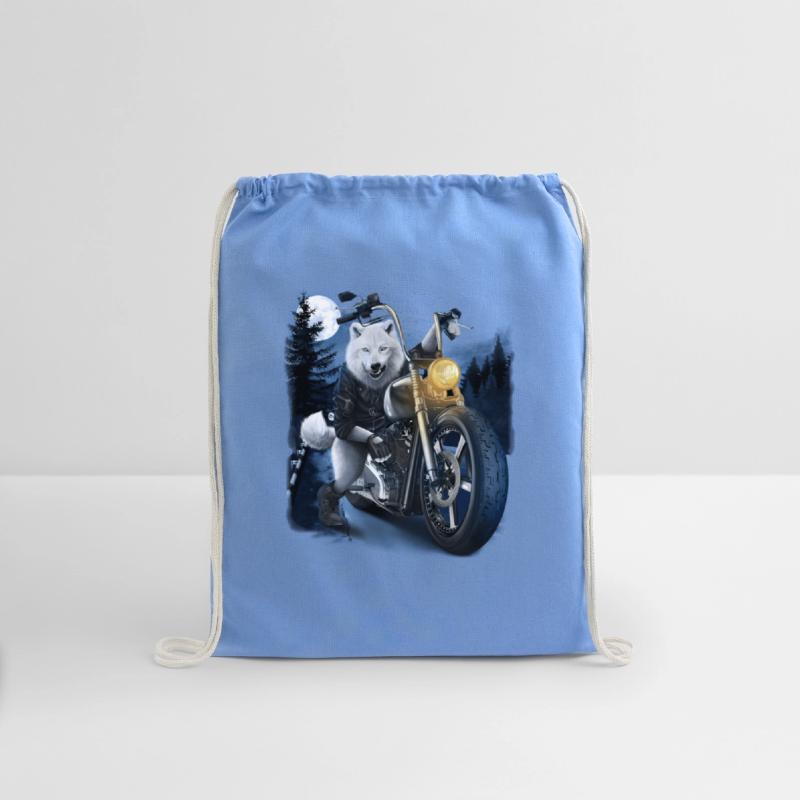 Wolf Riding Chopper Motorcycle In Full Moon