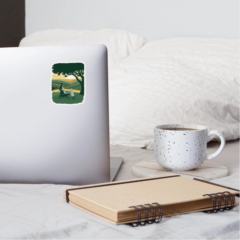 woman doing mediation under the tree with her dog