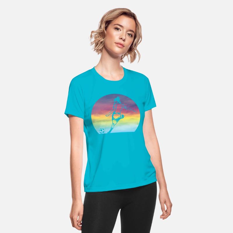 Women's Soccer Silhouette Retro Sunset Girls