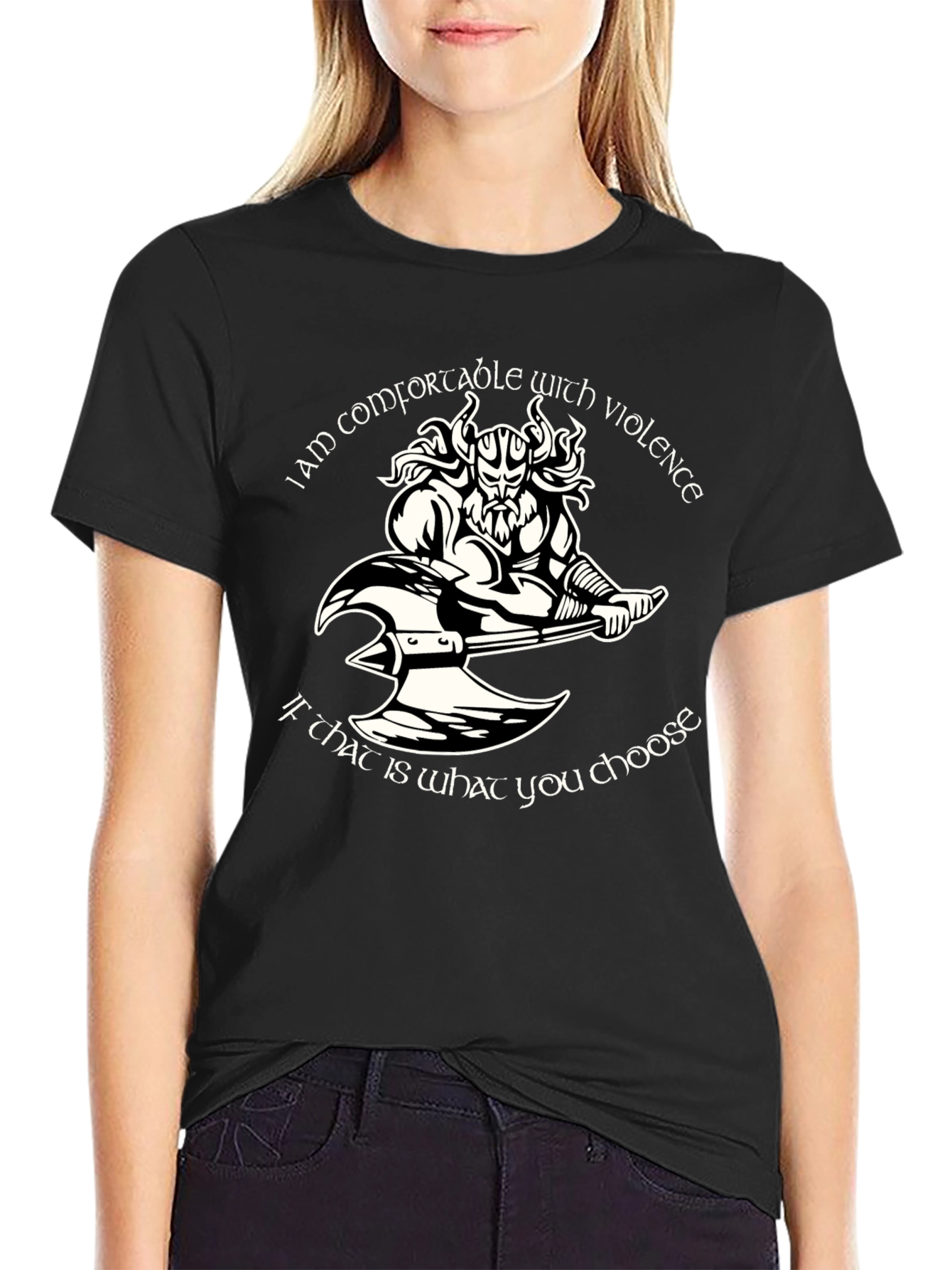 Comfortable with Violence Viking Graphic T-Shirt