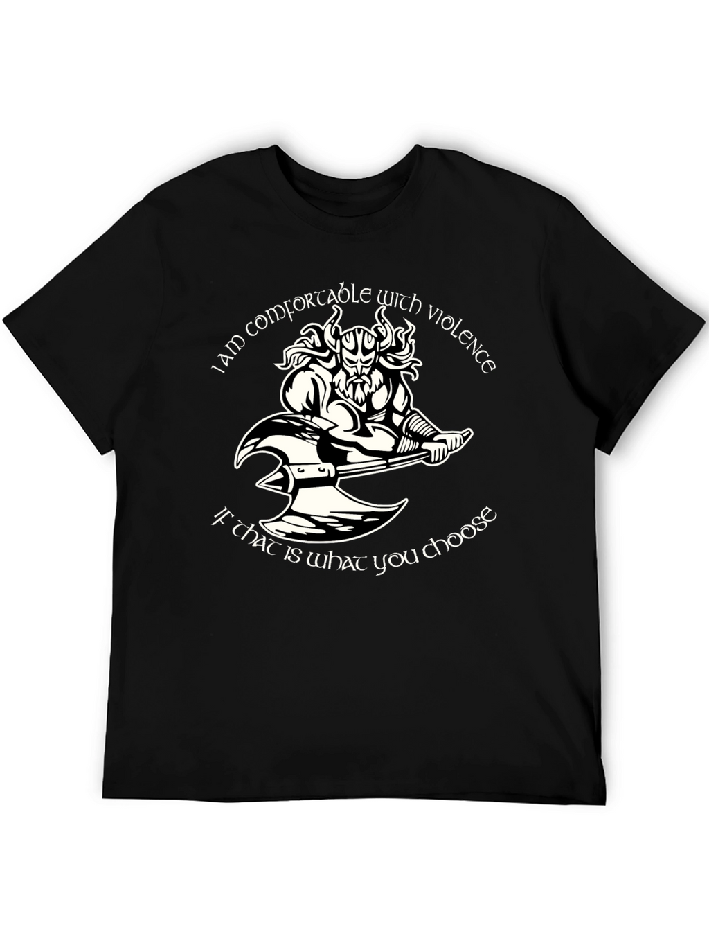 Comfortable with Violence Viking Graphic T-Shirt