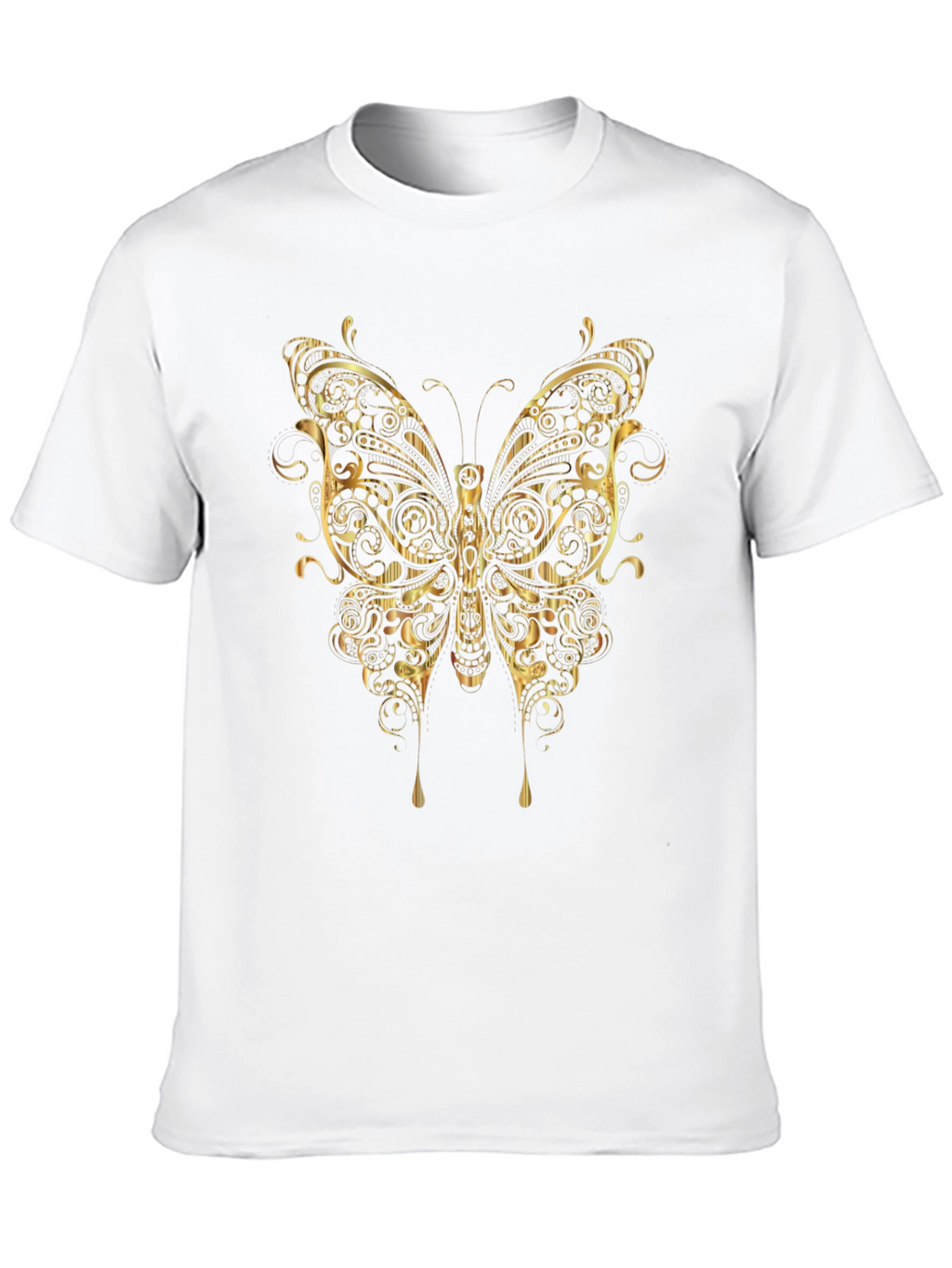 Ornate Gold Butterfly Graphic T-Shirt