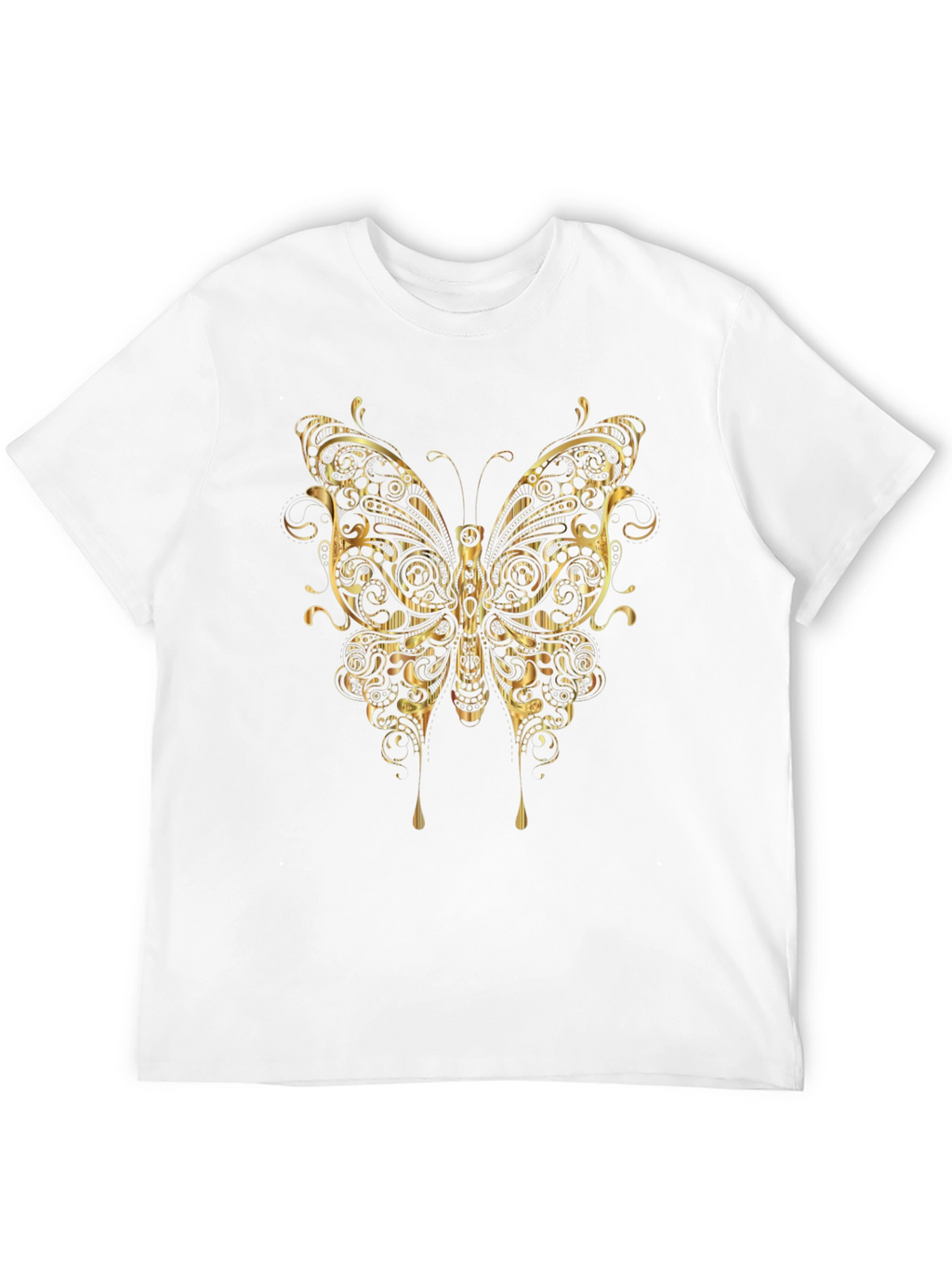 Ornate Gold Butterfly Graphic T-Shirt