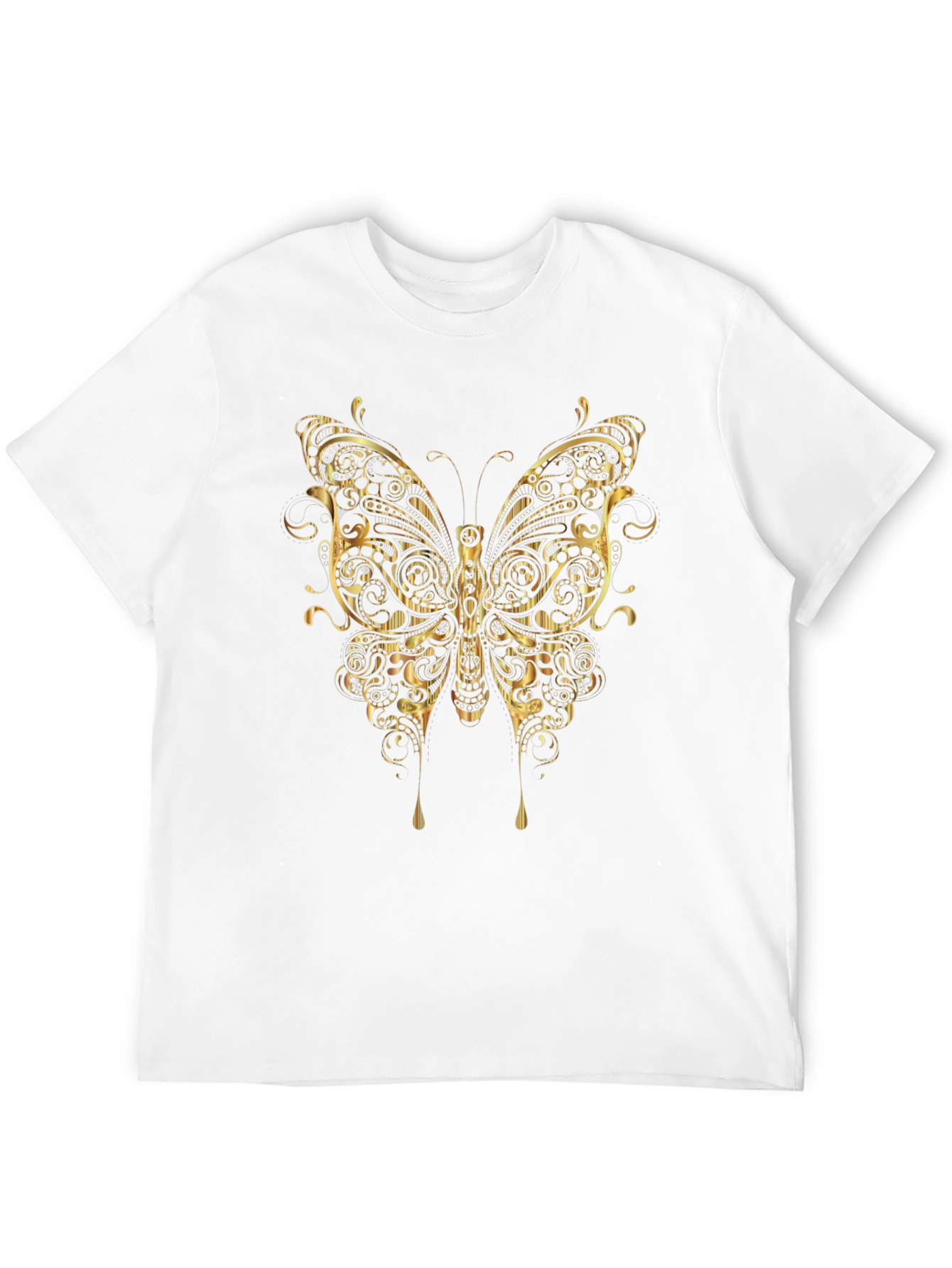 Ornate Gold Butterfly Graphic T-Shirt