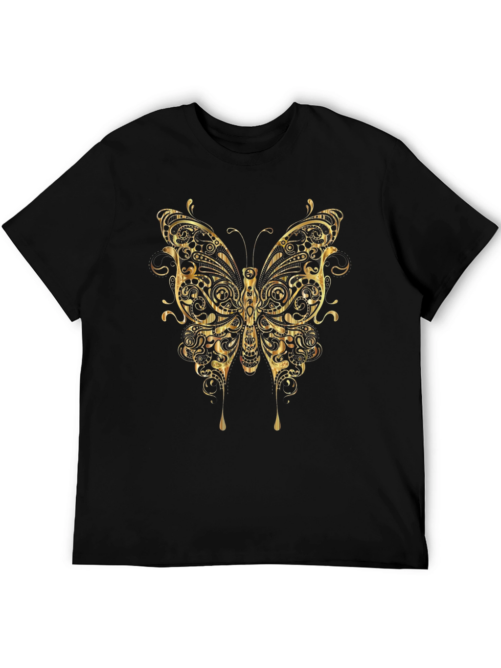 Ornate Gold Butterfly Graphic T-Shirt