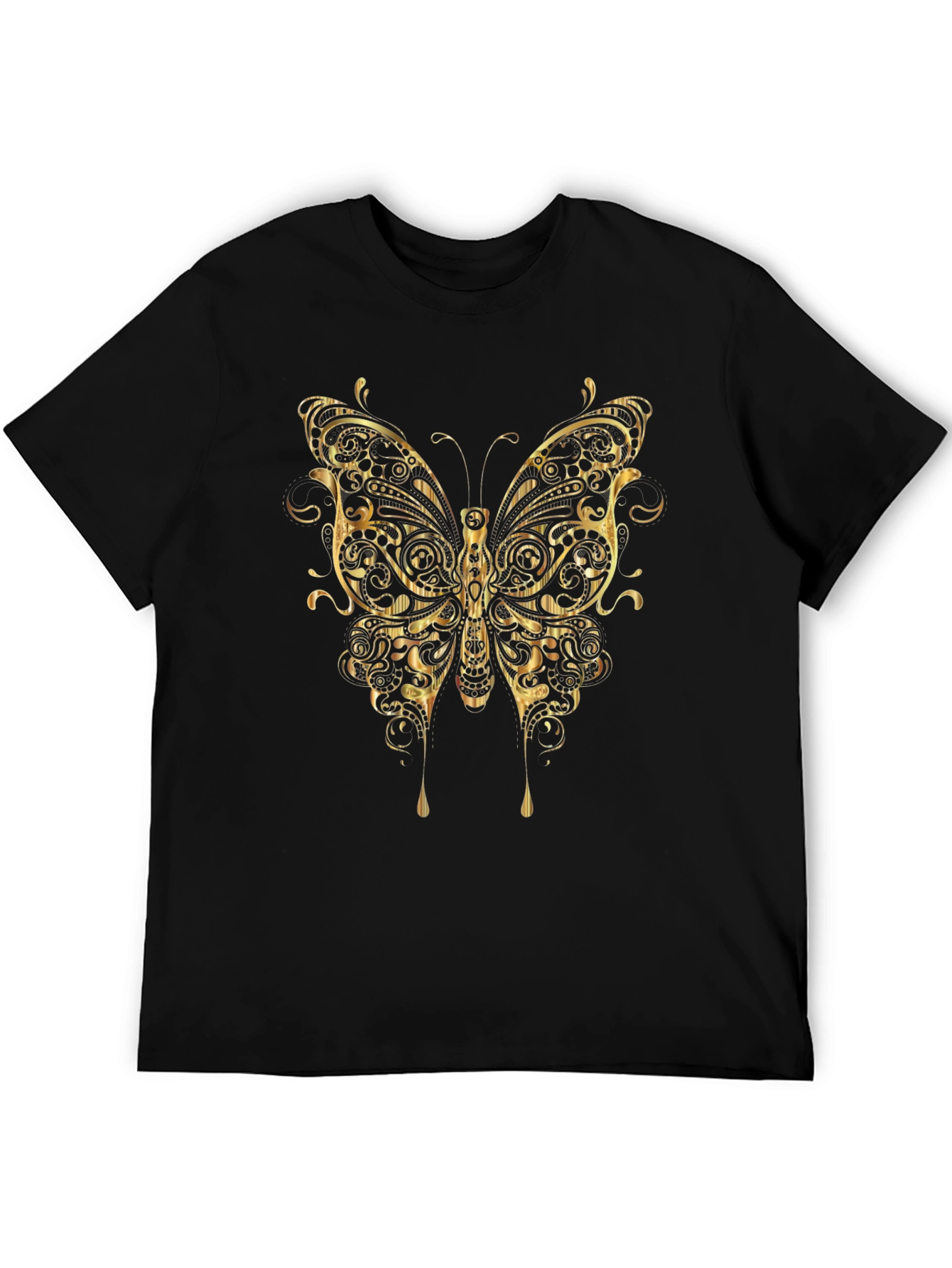 Ornate Gold Butterfly Graphic T-Shirt