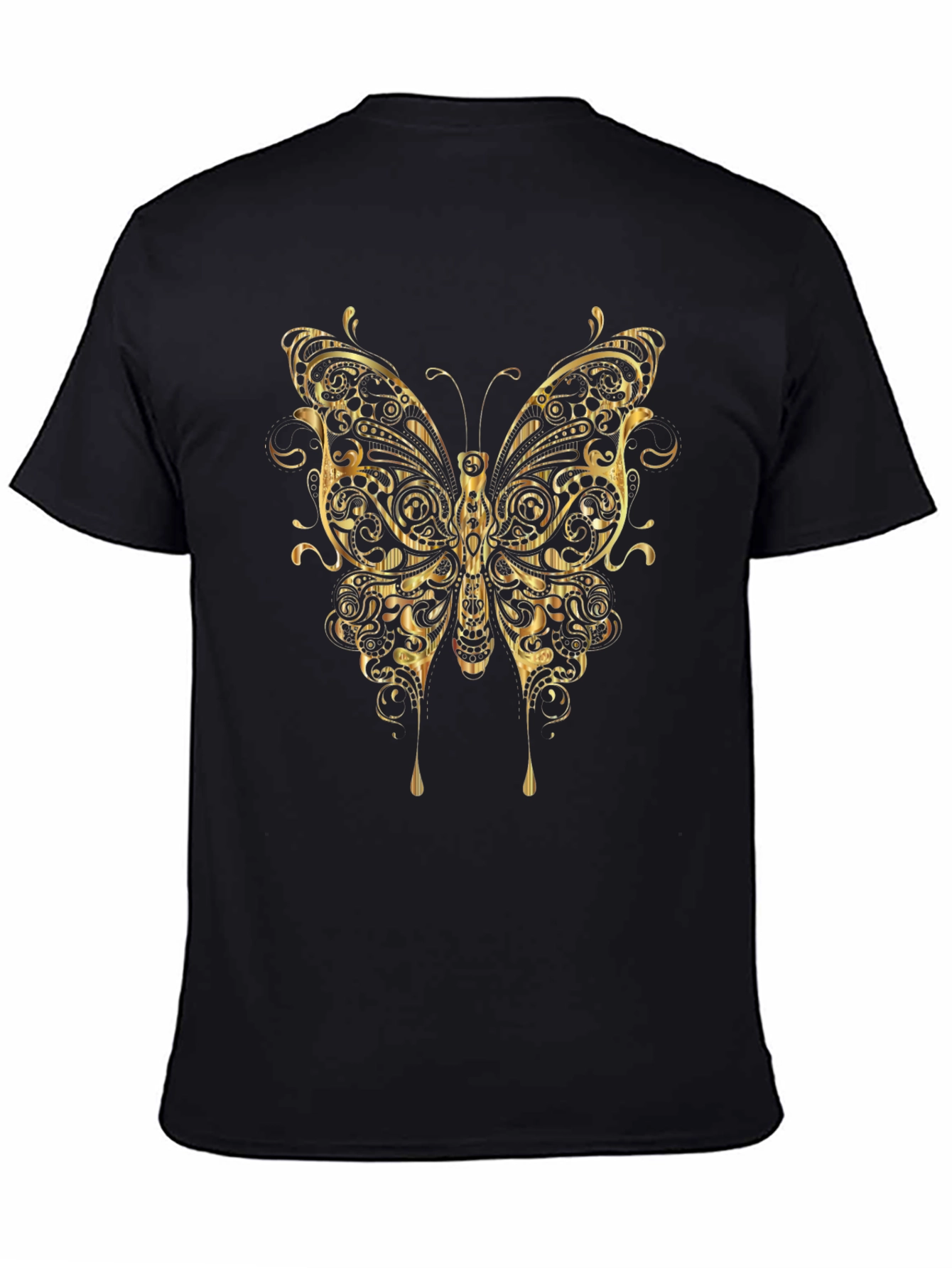 Ornate Gold Butterfly Graphic T-Shirt