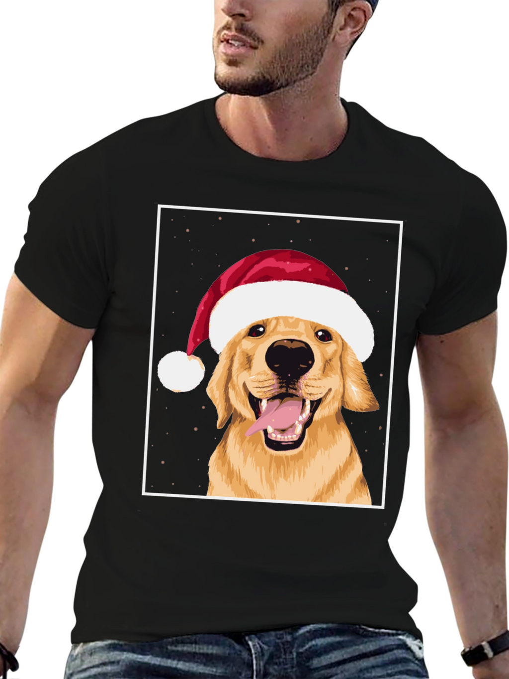 Dog with Santa Hat Graphic Tee