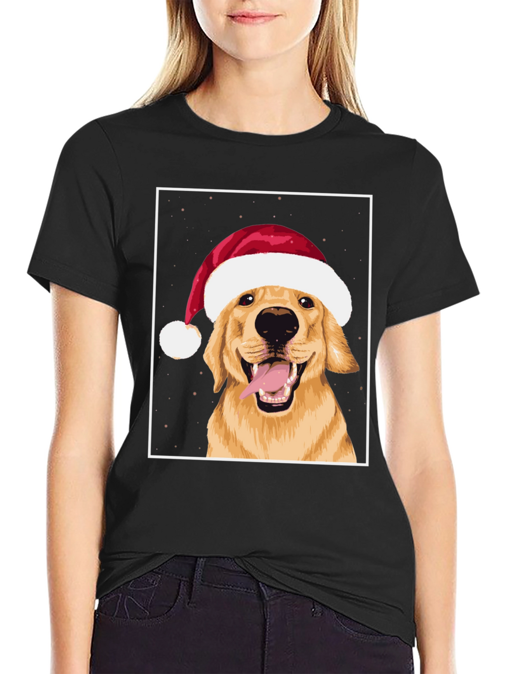 Dog with Santa Hat Graphic Tee